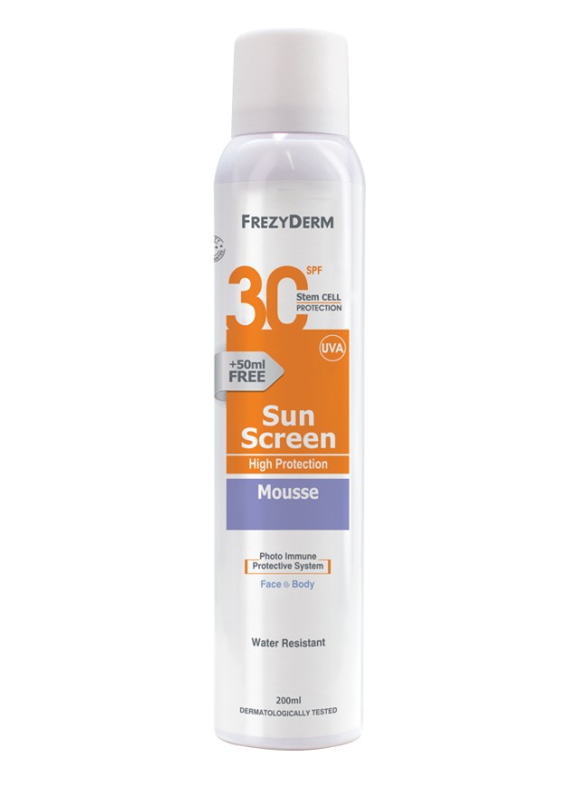 Frezyderm Sun Screen Mousse SPF30 Αντηλιακό Προσώπου - Σώματος 200ml Frezyderm Sun Screen Mousse SPF30 Αντηλιακό Προσώπου - Σώματος 200ml