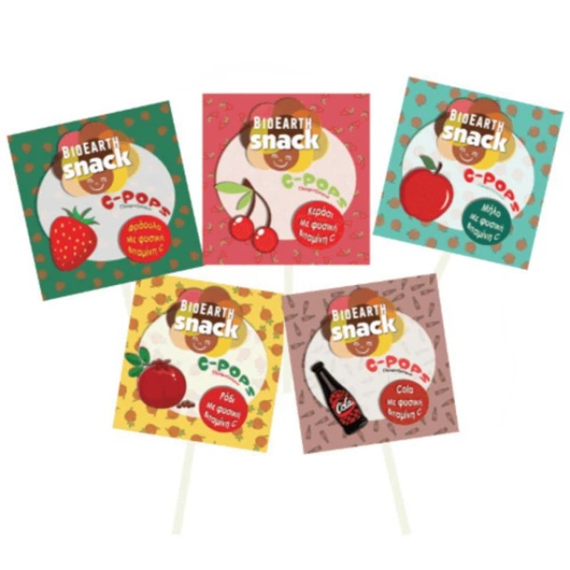 BioEarth Snack C Pop Βιολογικό Γλειφιτζούρι με Γεύσεις Φρούτων & &hellip;