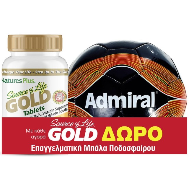 Nature's Plus PROMO Source of Life Gold Συμπλήρωμα Διατροφής με Αντιοξειδωτική Δράση 90 Ταμπλέτες - ΔΩΡΟ Admiral Μπάλα Ποδοσφαίρου