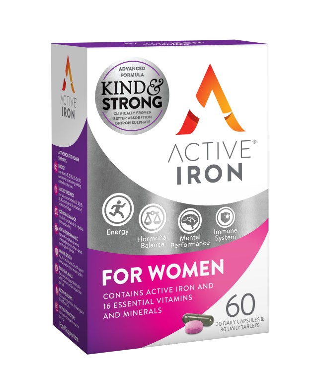 Bionat Active Iron for Women Συμπλήρωμα Διατροφής με Ενεργό Σίδηρο και 16 Βιταμίνες, Μέταλλα και Ιχνοστοιχεία Πολυσυσκευασία Ενός Μήνα 30 Κάψουλες + 30 Ταμπλέτες