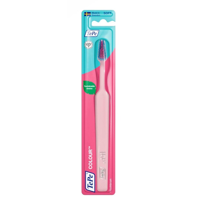 Tepe Colour Select Soft Οδοντόβουρτσα Μαλακή Ροζ με Γαλάζιες / Ροζ Ίνες 1 Τεμάχιο