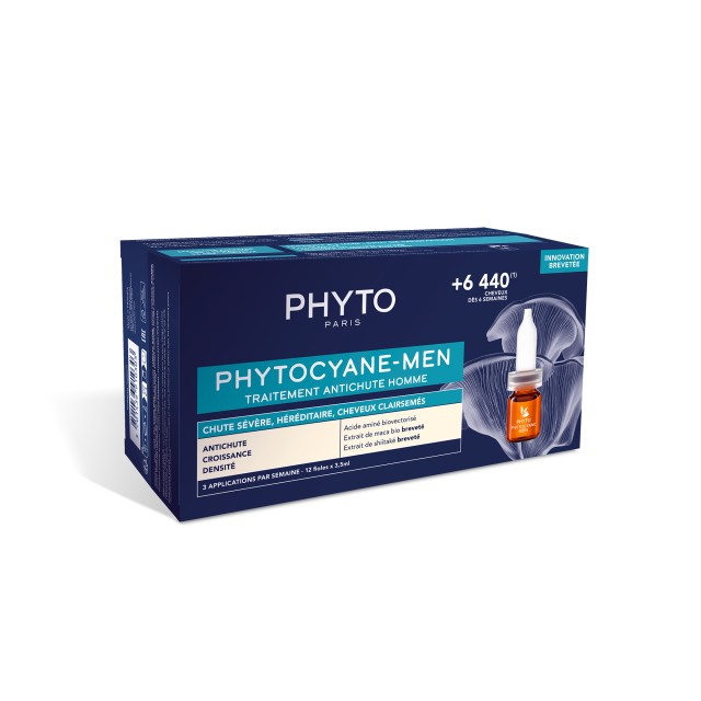 Phyto Phytocyane Men Treatment Anti Hair Loss Growth & Density Αγωγή Κατά της Αντιδραστικής Τριχόπτωσης για Άνδρες 12 Αμπούλες x 3,5ml