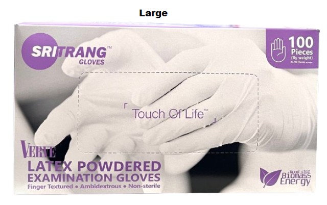 Sri Trang Γάντια Λάτεξ Λευκά Ελαφρώς Πουδραρισμένα Μέγεθος:Large 100 Τεμάχια