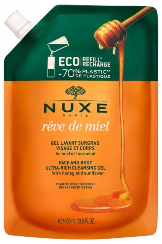 Nuxe Reve De Miel Lavant Face - Body Cleansing Gel Refill Απαλό Καθαριστικό για Πρόσωπο και Σώμα 400ml [Ανταλλακτική Συσκευασία]