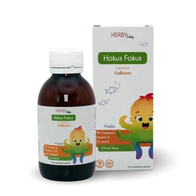 Herby Family Hokus Fokus Children's Supplement Omega 3 with Strawberry Flavor 1 …