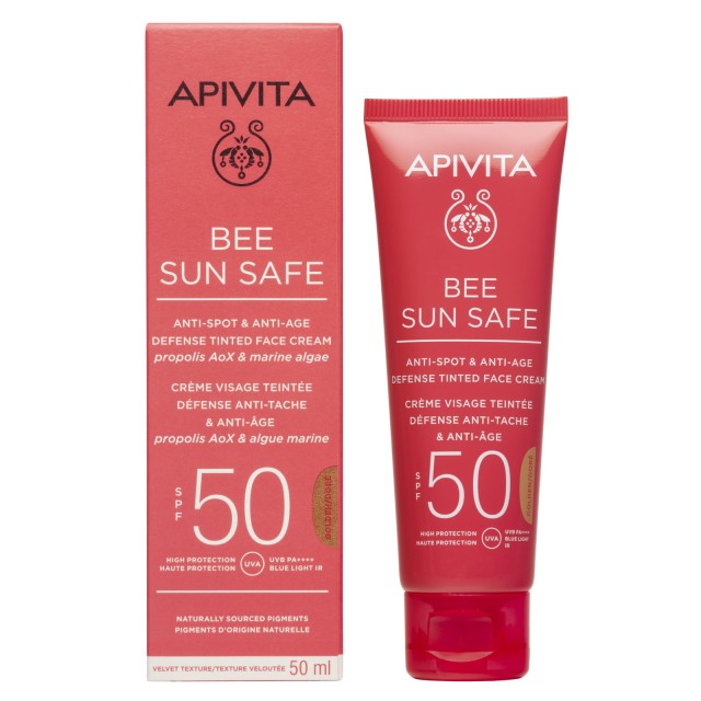 Apivita Bee Sun Safe Anti Spot Anti Age Golden Face Cream SPF50 Αντηλι …
