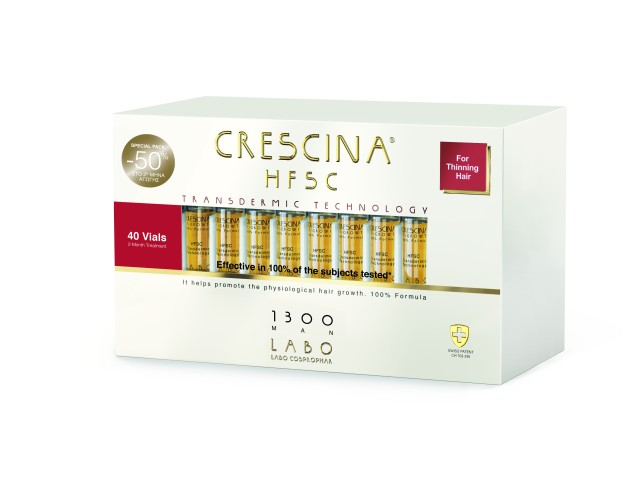 Labo Crescina Transdermic HFSC MAN 1300 για Μαλλιά με Αραίωση - Προχωρημένο Στάδιο Αραίωσης για Άνδρες 40 Φιαλίδια