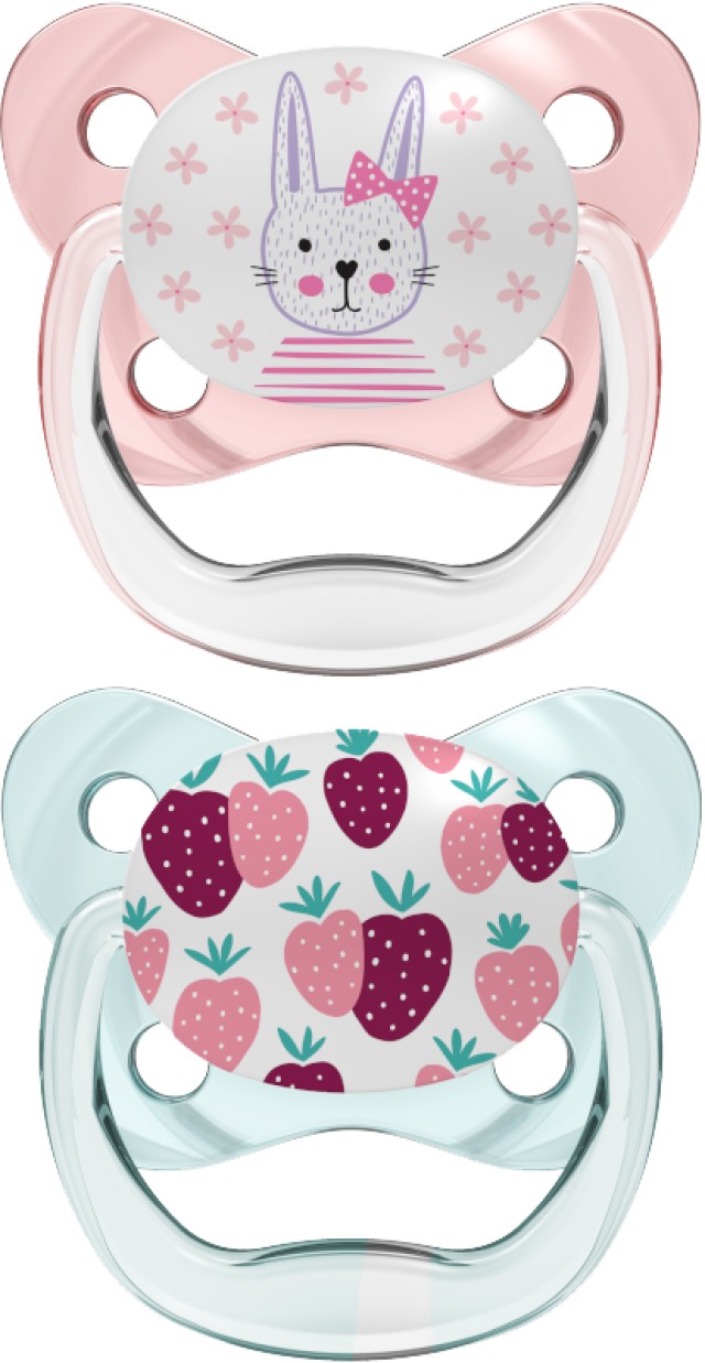 Dr. Browns PreVent Ορθοδοντική Πιπίλα Σιλικόνης Λαγουδάκι - Φράουλες γ …