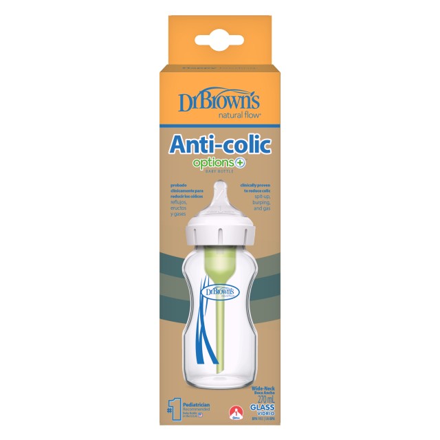 Dr Browns Anti-Colic Options+ Γυάλινο Μπιμπερό με Φαρδύ Λαιμό & Θηλή Σ … Dr Browns Anti-Colic Options+ Γυάλινο Μπιμπερό με Φαρδύ Λαιμό & Θηλή Σ …