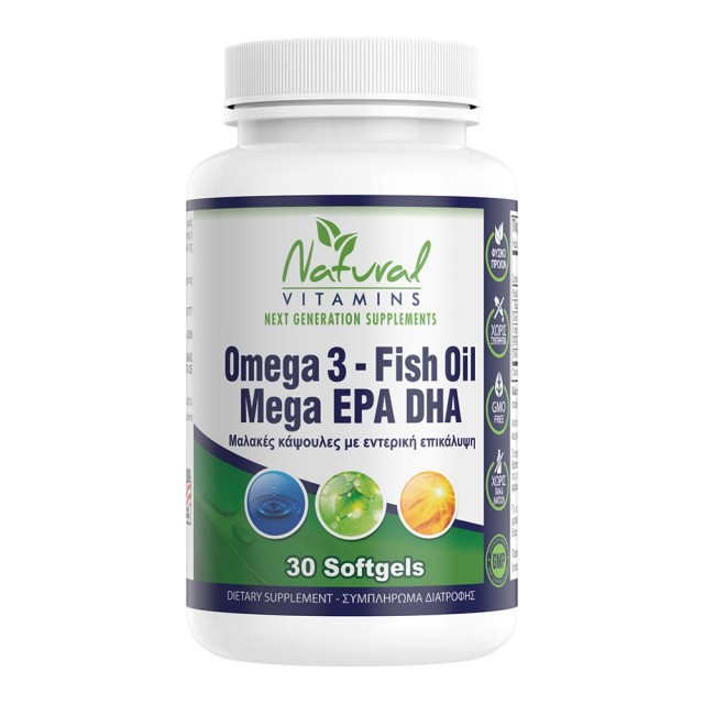 Natural Vitamins Fish Oil Ωμέγα 3 Λιπαρά πιο Πολλά EPA & DHA Χωρίς Μυρ …