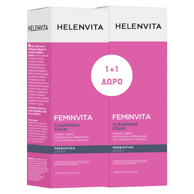 Helenvita PROMO Femin Vita Cleansing Foam Αφρός Καθαρισμού Ευαίσθητης Περιοχής 2x150ml
