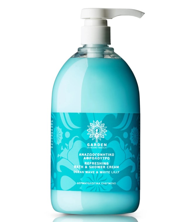 Garden Ocean Wave & White Lilly Bath Shower Cream Αναζωογονητικό Κρεμώδες Αφρόλουτρο με  Άρωμα Θαλάσσιας Αύρας 1000ml