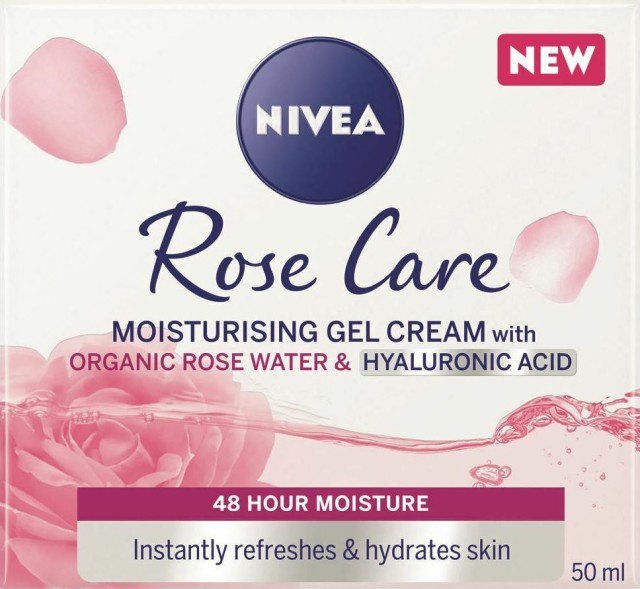 Nivea Rose Care Moisturizing Gel Cream Ενυδατική Κρέμα Προσώπου με Ροδόνερο 50ml