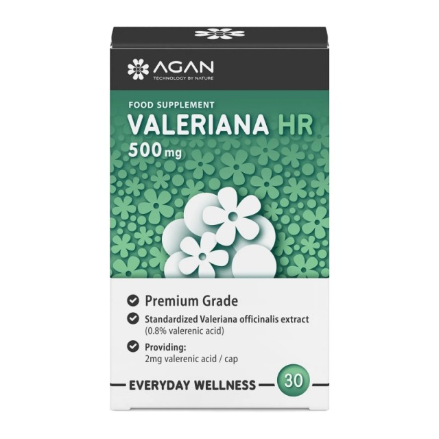 Agan Valeriana HR 500mg Συμπλήρωμα Διατροφής με Εκχύλισμα Βαλεριάνας 30 Κάψουλες