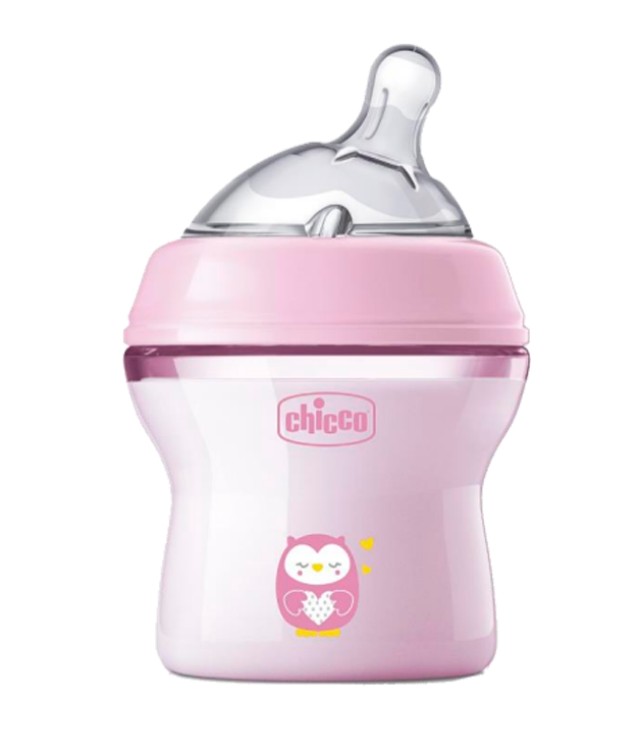 Chicco Natural Feeling Bottle Slow Flow Pink για 0m+ Πλαστικό Μπιμπερό …