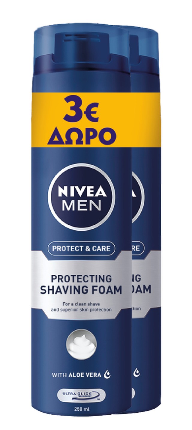Nivea Men PROMO Protect & Care Shaving Foam Αφρός Ξυρίσματος Me Aloe Vera 2x250ml