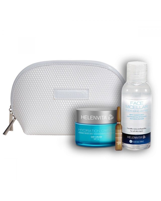 Helenvita PROMO Hydration Day Cream SPF15 Ενυδατική Κρέμα Ημέρας για Κανονικές / Μικτές Επιδερμίδες 50ml - Hydration Αμπούλα Εντατικής Ενυδάτωσης 2ml - Micellar Cleansing Water Νερό Καθαρισμού Προσώπου 100ml