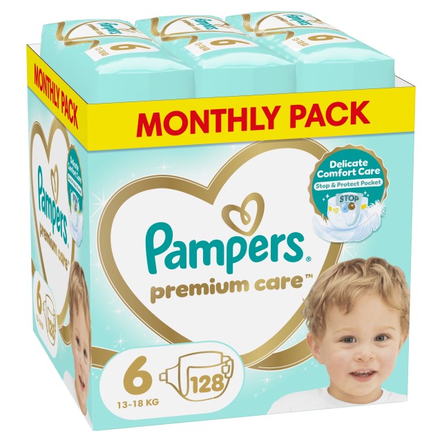 Pampers Premium Care Πάνες Μέγεθος 6 [13-18kg] 128 Πάνες του Μήνα MSB