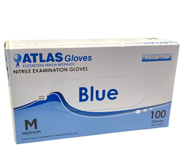 Nitrile Blue Γάντια Νιτριλίου Μπλε Μέγεθος:Medium Χωρίς Πούδρα 100 Τεμάχια