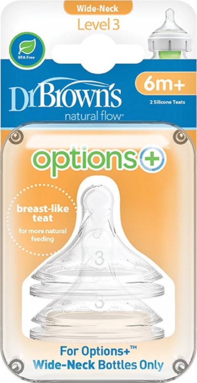 Dr Browns Options+ Y-Cut Θηλές Σιλικόνης Γρήγορης Ροής για 6m+ με Φαρδ …