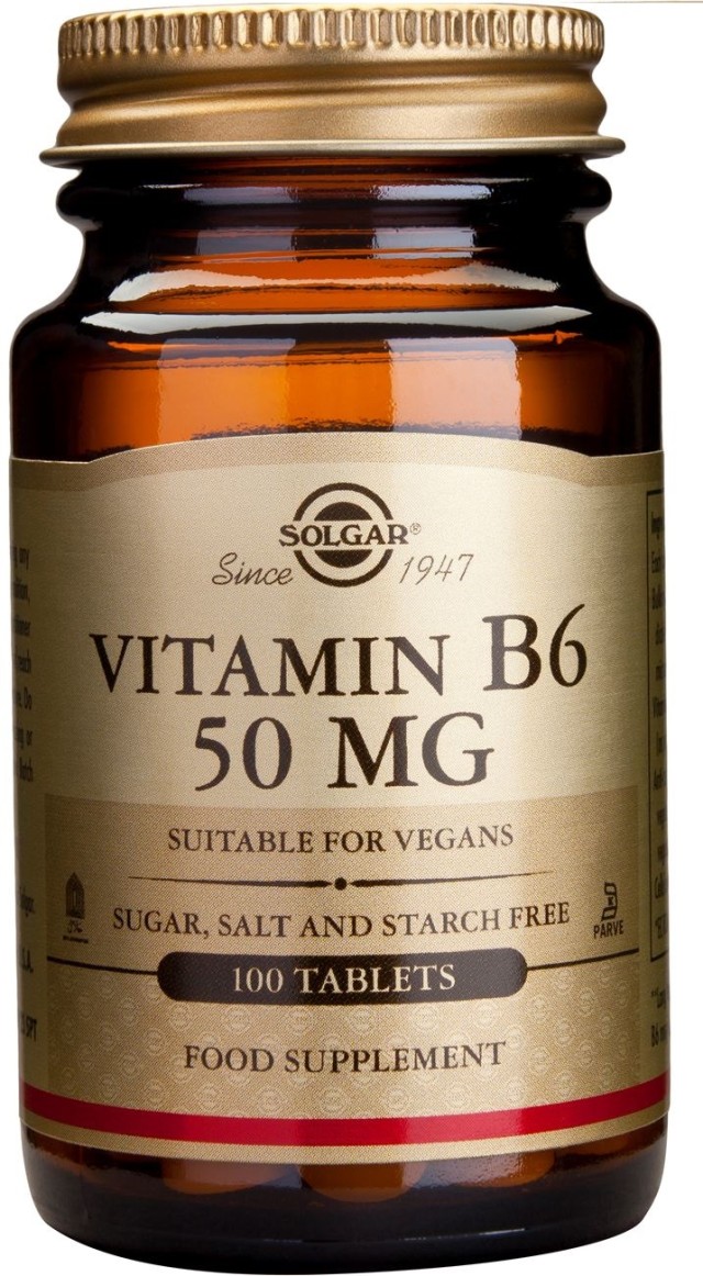 Solgar Vitamin B6 50mg Συμπλήρωμα Διατροφής για το Ανοσοποιητικό και Νευρικό Σύστημα 100 Φυτικές Κάψουλες