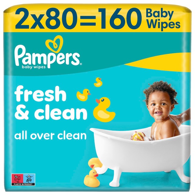 Pampers PROMO Fresh Clean Μωρομάντηλα 160 Τεμάχια [2 Πακέτα x 80 Μωρομ &hellip;