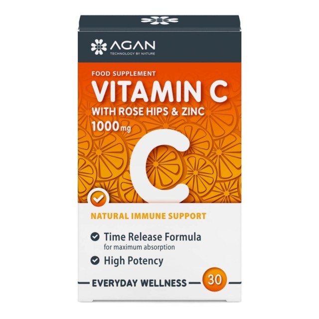 Agan Vitamin C 1000mg With Rose Hips & Zinc για το Ανοσοποιητικό Σύστημα 30 Ταμπλέτες