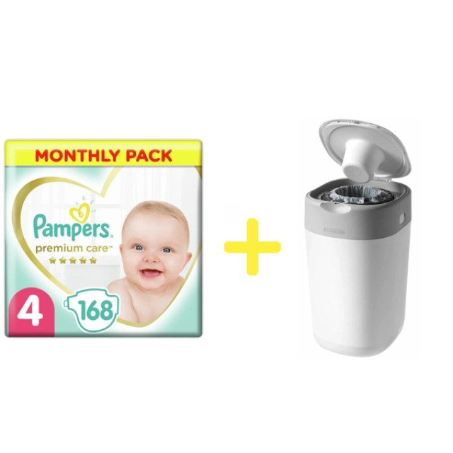 SET Pampers MSB Premium Care Μέγεθος 4 [9-14kg] Monthly Pack 168 Πάνες …