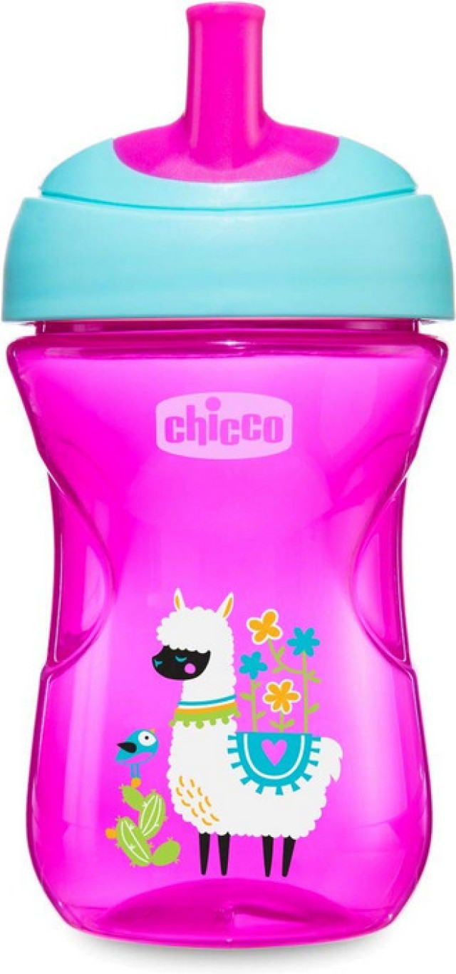 Chicco Advanced Cup Easy Drinking για 12m+ Pink Πλαστικό Κύπελλο Ροζ με Καλαμάκι 266ml