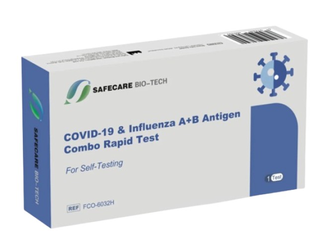 Safe Care Covid-19 Influenza & A+B Antigen Διπλό Τεστ Αντιγόνων & Γρίπης Τύπου A/B με Ρινική Δειγματοληψία 1 Τεμάχιο