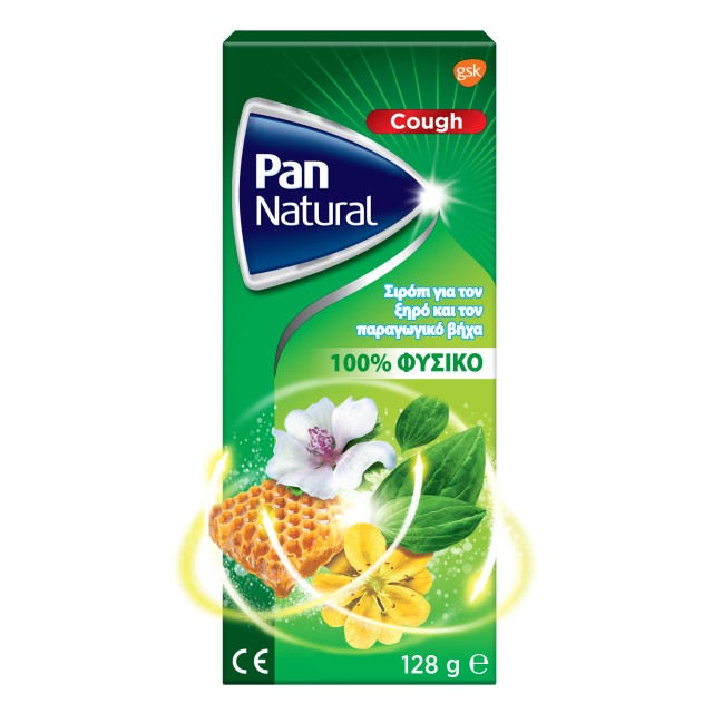 PanNatural 100% Φυσικό Σιρόπι για τον Ξηρό και Παραγωγικό Βήχα, 128ml