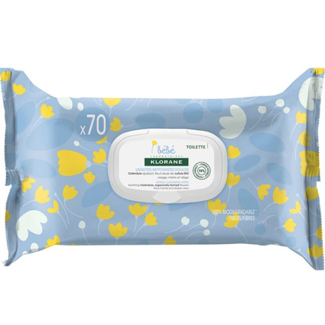 Klorane Bebe Lingettes Nettoyantes Douceur Μωρομάντηλα 70 Τεμάχια