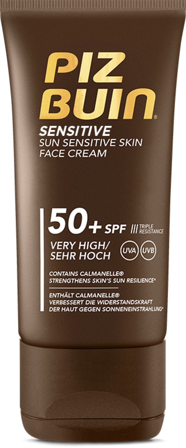 Piz Buin® Sensitive Face Cream Αντηλιακή κρέμα Προσώπου για Ευαίσθητες Επιδερμίδες SPF50+, 50ml