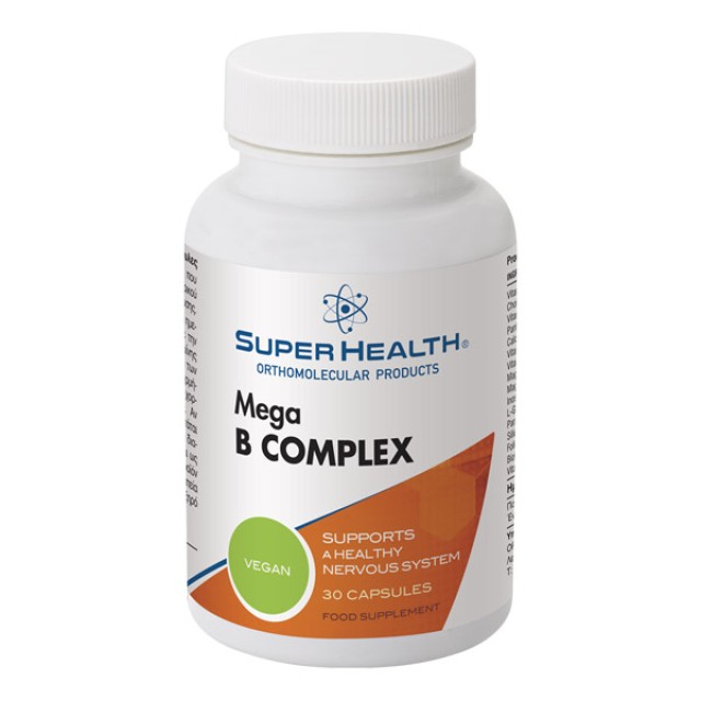 Super Health Mega B Complex Συμπλήρωμα Διατροφής για την Καλή Λειτουργία του Νευρικού Συστήματος 30 Κάψουλες