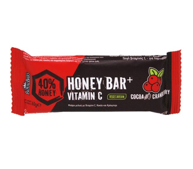 Royal Bars Honey Bar Μπάρα με Vitamin C Κακάο & Cranberry 60gr