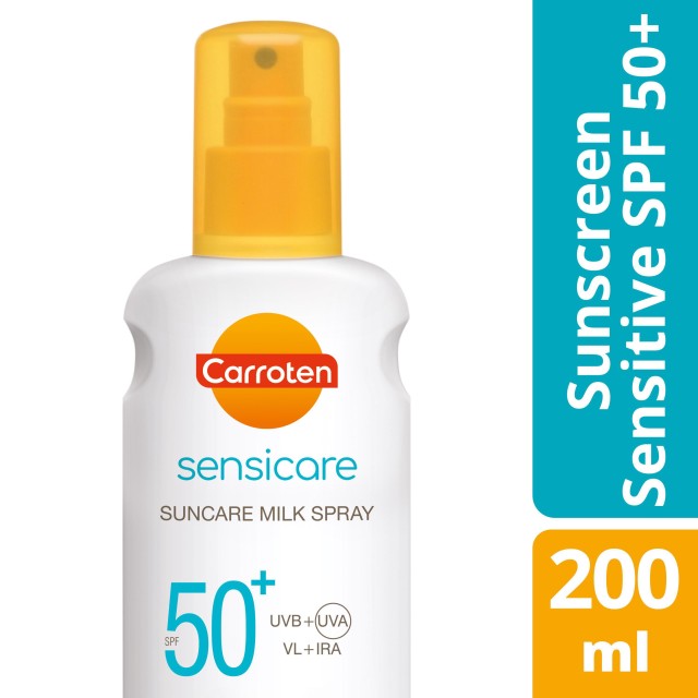 Carroten Sensicare Suncare Milk Spray SPF50+ Αντηλιακό Γαλάκτωμα Σώματος σε Μορφή Spray για Ενισχυμένη Προστασία του Ευαίσθητου Δέρματος 200ml