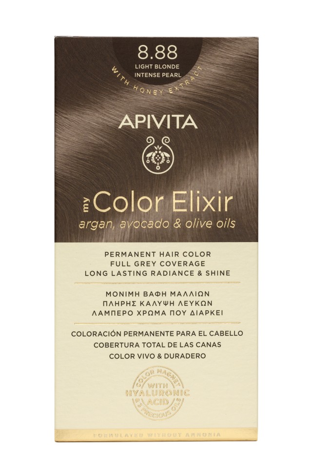 Apivita My Color Elixir No8.88 Ξανθό Ανοιχτό - Έντονο Περλέ Κρέμα Βαφή Σε Σωληνάριο 50ml - Ενεργοποιητής Χρώματος 75ml