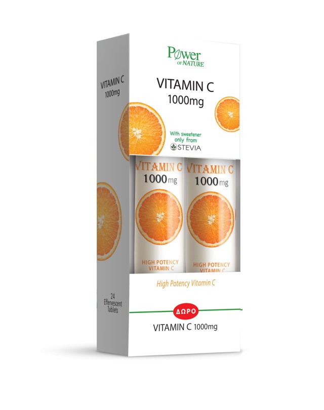 Power of Nature PROMO Vitamin C 1000mg με Γεύση Πορτοκάλι 24+24 Αναβράζοντα Δισκία [1+1 ΔΩΡΟ]