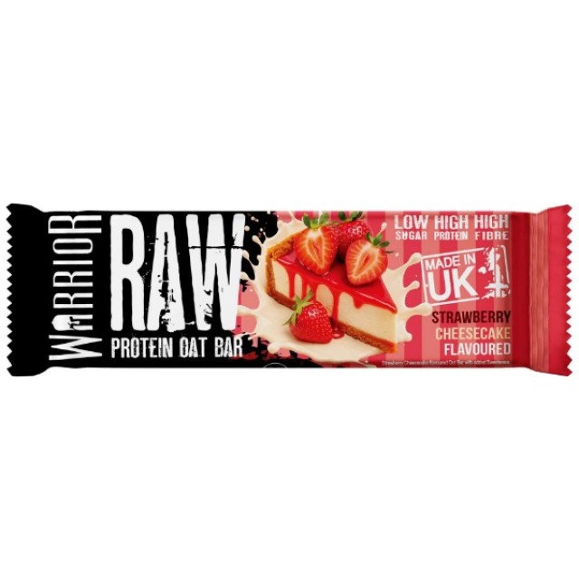 Warrior Raw Μπάρα Πρωτεΐνης με Βρώμη & Γεύση Cheesecake Φράουλα, 75g Warrior Raw Μπάρα Πρωτεΐνης με Βρώμη & Γεύση Cheesecake Φράουλα, 75g