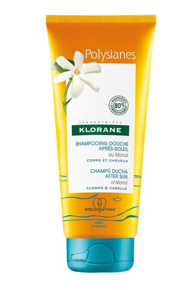 Klorane Polysianes After Sun Shower Shampoo Τζελ Ντους Αναδόμησης για Σώμα και Μαλλιά για Mετά τον Ήλιο 200ml