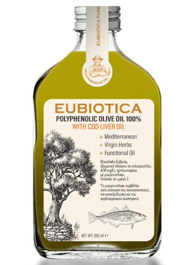 Eubiotica Polyphenolic Olive Oil 100% with Cod Liver Oil Extra Παρθένο Ελαιόλαδο Μουρουνέλαιο 280ml