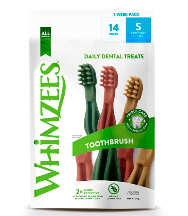 Whimzees Toothbrush Treats Small για 7-12kg Λιχουδιές για Σκύλους Κατά της Πέτρας & της Πλάκας 14 Τεμάχια