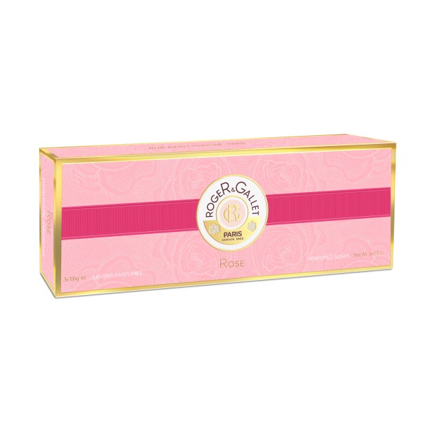 Roger & Gallet Rose Savon Frais Coffret Perfumed Soap Pack Αρωματική Πλάκα Σαπουνιού 3 x 100gr