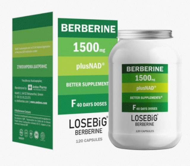 Amhes Pharma Losebig Berberine 1500mg Plus Nad για Απώλεια Βάρους & Ρύ …