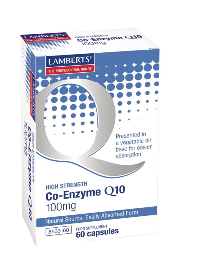 Lamberts Co Enzyme Q10 100mg Συμπλήρωμα Διατροφής για Παραγωγή Ενέργειας του Οργανισμού 60 Κάψουλες