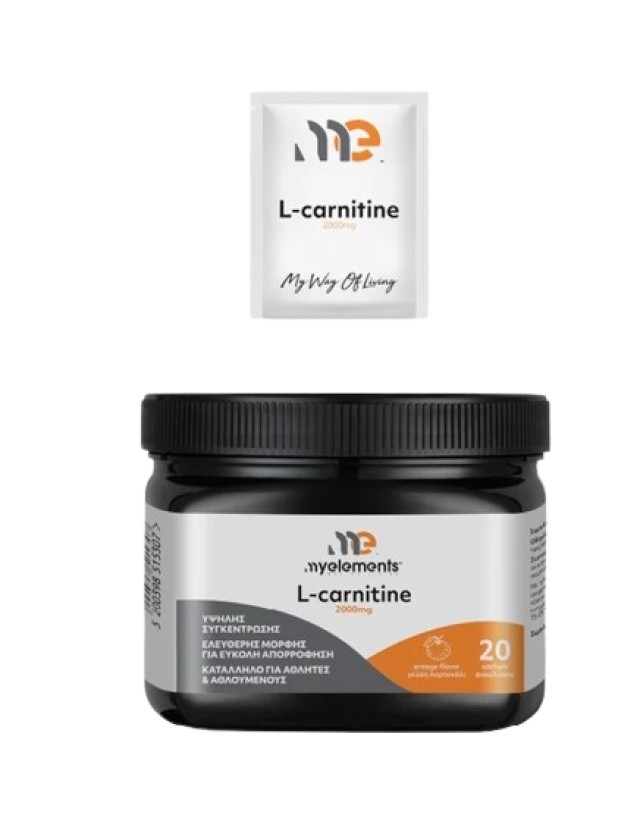 My Elements L-Carnitine 2000mg Carnitine Dietary Supplement with Orange Flavor 20 Sachets