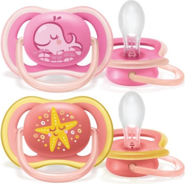 Avent Philips Ultra Air Pacifier 6-18m+ Πιπίλα Σιλικόνης με Κρίκο Ροζ …
