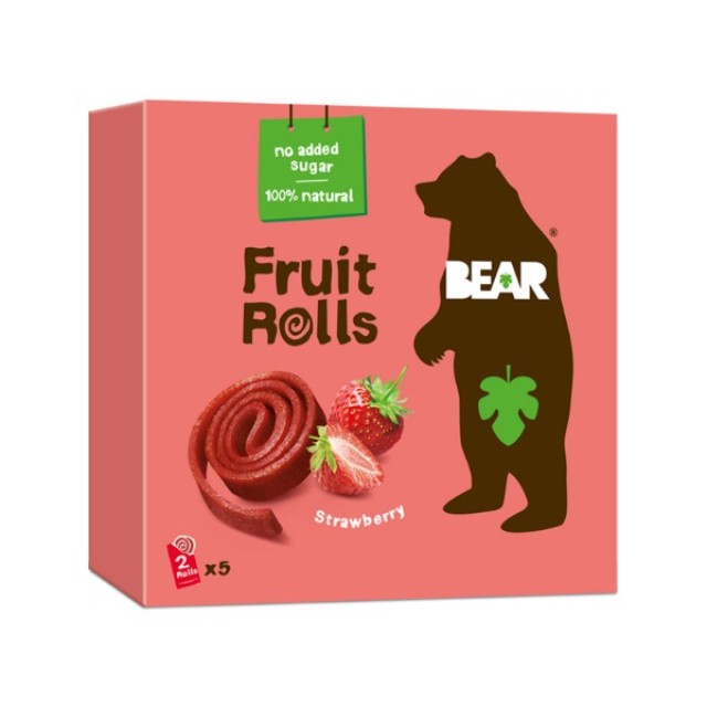 Bear Fruit Rolls Strawberry Σνακ Αποξηραμένου Φρούτου 5x20g