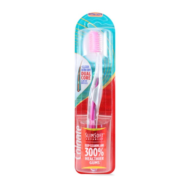 Colgate SlimSoft Advanced Soft Οδοντόβουρτσα Μαλακή Χρώμα:Ροζ 1 Τεμάχιο