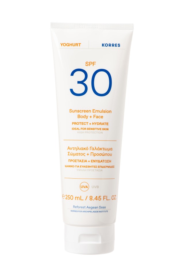Korres Yoghurt Sunscreen Body & Face SPF30 Αντηλιακό Γαλάκτωμα Σώματος - Προσώπου 250ml